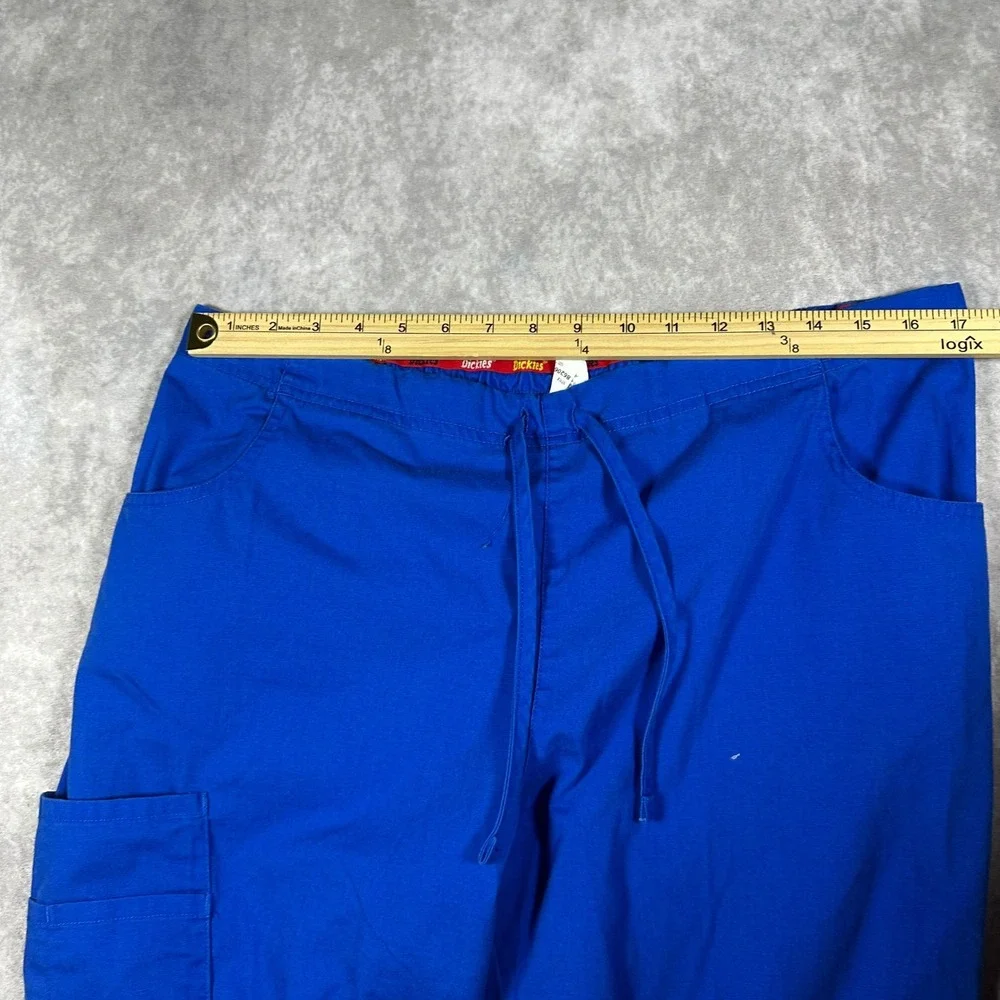 Dickies Mens Royal Blue Cargo Scrub Pants Medium Drawstring Utility Workwear